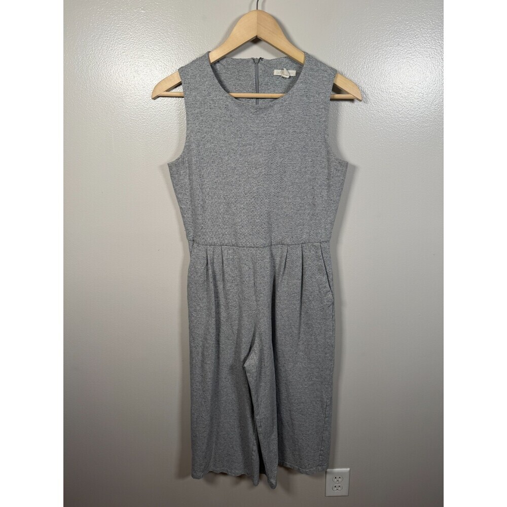 Eileen Fisher Cropped Jumpsuit Size XS Gray Minimal Lagenlook Sustainable Cotton
